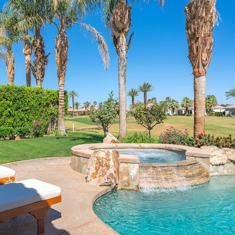 Recline in the heated spa pool