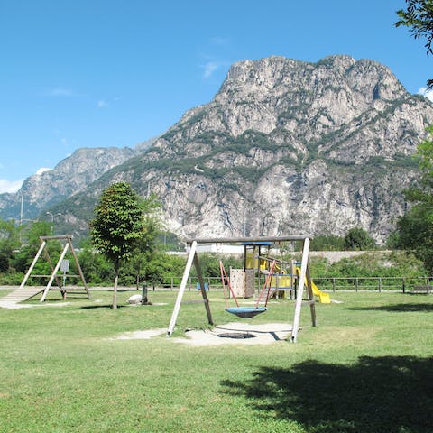Keep the kids entertained at the children's play park with stunning mountain views 