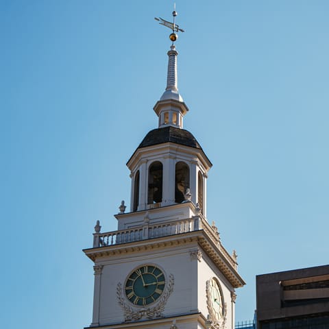Visit the historic Independence Hall, a twenty-five-minute walk away