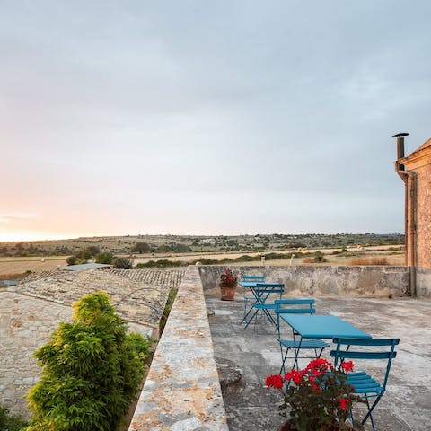 Sit out on the home's terrace and gaze out at Val di Noto