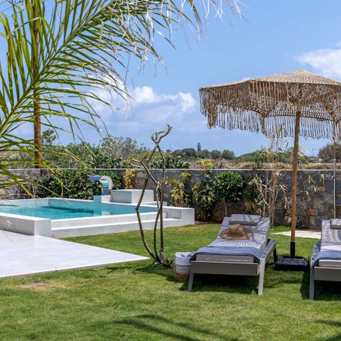 Soak up the Cretan sun from in or beside the private pool