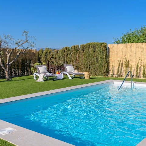 Take a refreshing dip in your sparkling private pool when the heat of the day becomes too much