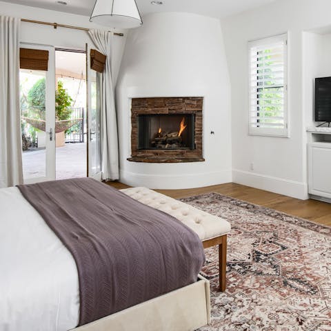 Get a the fireplace going in the master bedroom on cold desert nights