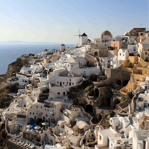 Explore stunning Santorini from your seaside home