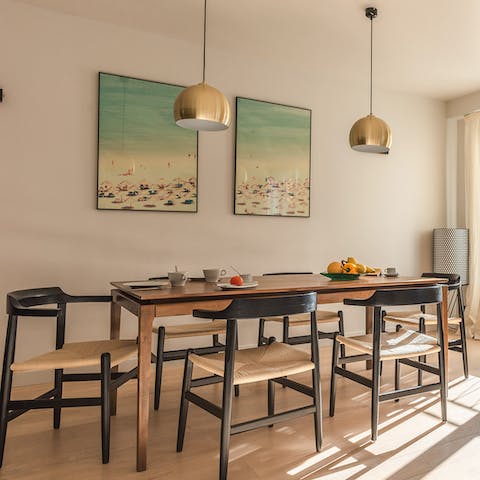 Sit down for a meal at the Scandi dining table