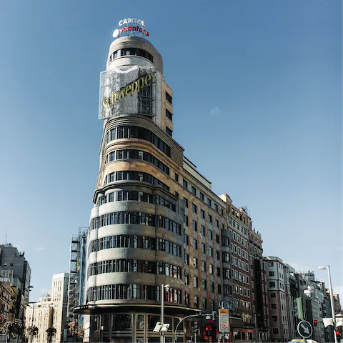 Take an eight-minute stroll to Gran Vía for an afternoon of shopping