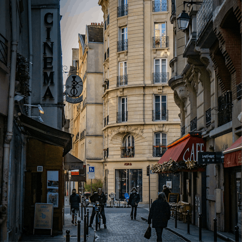 Stay in Saint-Germain, close to restaurants, cafes, and a metro stop