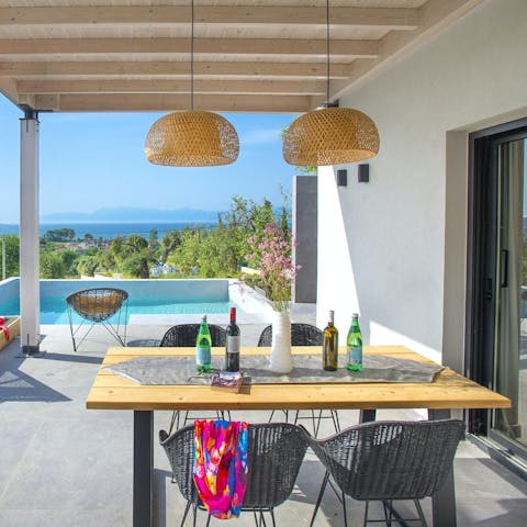 Pop open a refreshing beer to sip under the pergola 