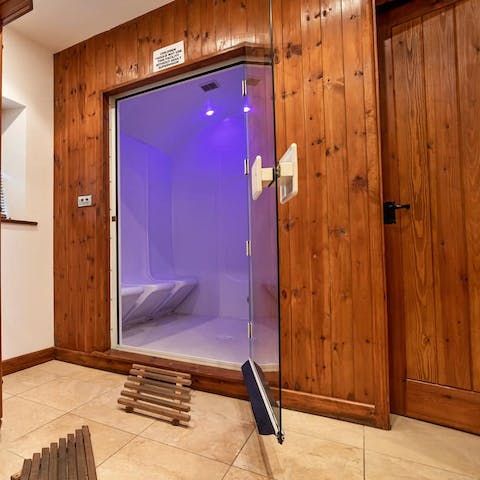 Keep your skin glowing after a session in the luxurious steam room