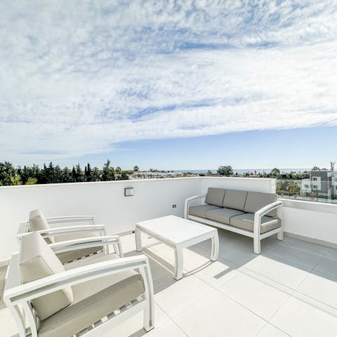 Enjoy sea views from the rooftop terrace