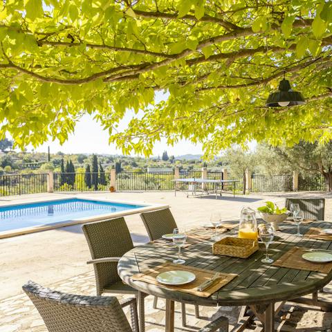 Enjoy idyllic sunset drinks and al fresco dining on the terrace