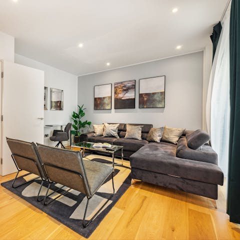 Relax in the comfortable living space after busy days in London