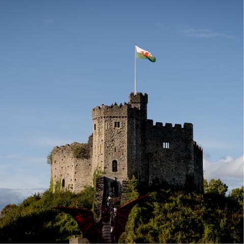 Explore the imposing Cardiff Castle – less than 2km away