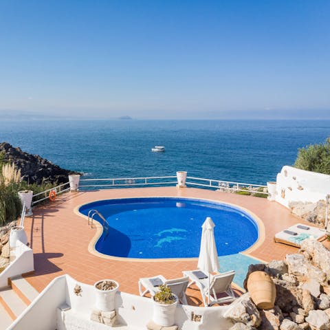 Soak up the views of the Sea of Crete from the private pool