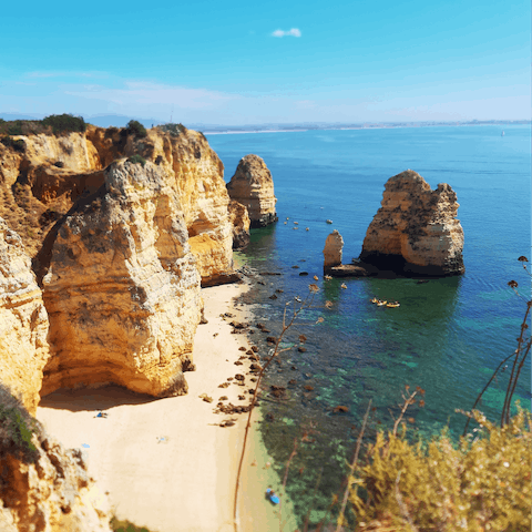 Stay in beautiful Lagos, close to many of the Algarve's most picturesque coves, caves, and beaches