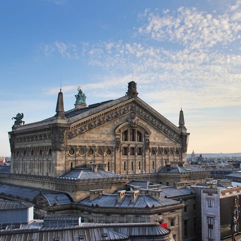 Stroll down to the majestic Palais Garnier for a show in less than ten minutes