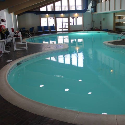 Start your day with a quick dip in the shared, indoor pool