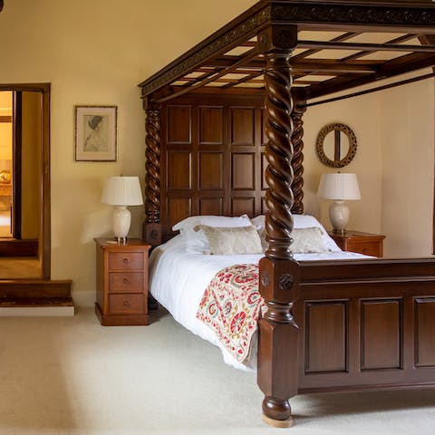 Drift off in the gorgeous four-poster bed