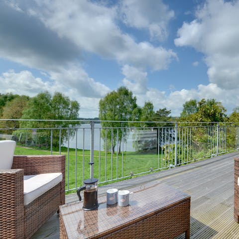Savour the views of the reservoir with a cup of coffee on your private terrace