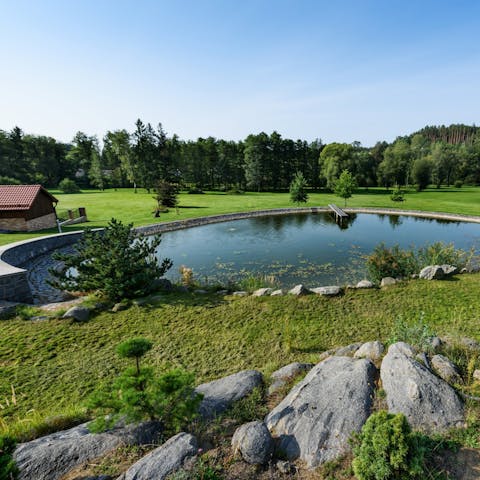 Enjoy a picnic beside the serene lake just behind the house