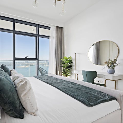 Get some work done at the desks in the bedrooms – try not to get distracted by the views