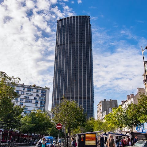 Ascend the dizzying heights of the Montparnasse Tower, a twenty-minute walk away
