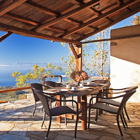 Fire up the barbecue for a Greek feast and gather around the dining table for dinner with a view