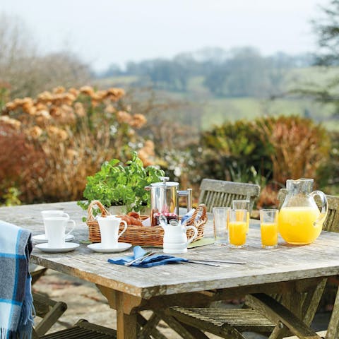 Breathe in the fresh country air over breakfast on the terrace