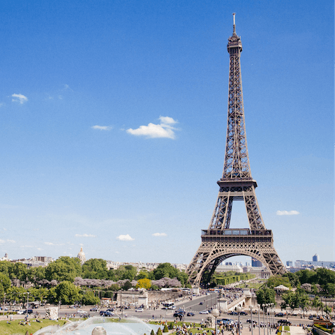Travel across the city on the Metro for a closer look at the Eiffel Tower, twenty-five minutes away