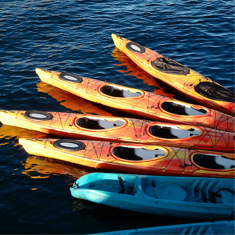 Canoe along the blue waters and take in the views