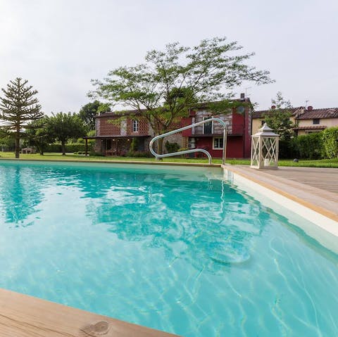 Cool off in the home's private pool