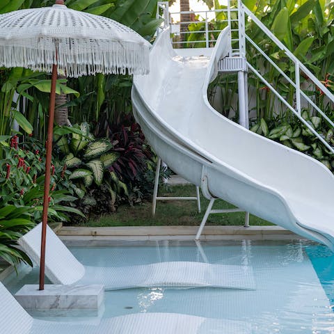 Slide into the private pool or take it easy on a sunken lounger