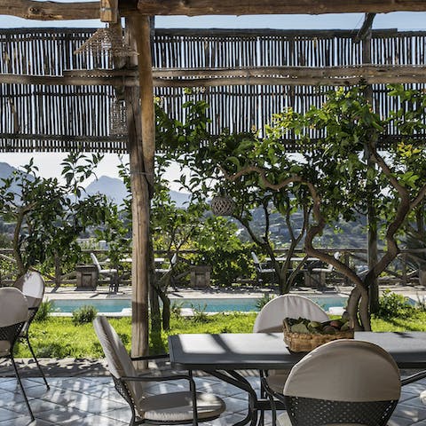 Dine alfresco under the canopy of the bamboo terrace and enjoy authentic home-cooked food