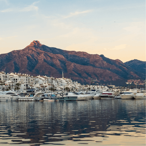 Enjoy seafront strolls in Marbella – a short drive away