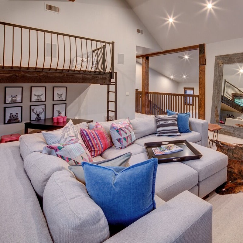 Gather the kids for a movie night in the play loft
