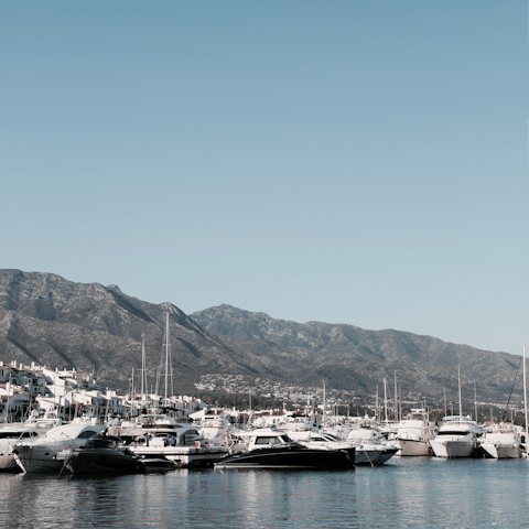 Enjoy the sea breeze as you stroll around picturesque Puerto Banús