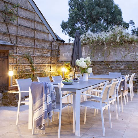 Dine alfresco on balmy summer evenings – all cooked on the charcoal barbecue, of course