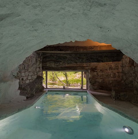 Relax at the end of a busy day with a dip in the underground Jacuzzi