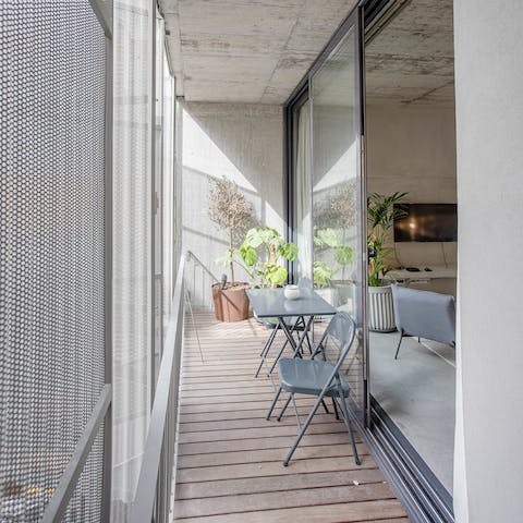 Relax on the charming balcony after a busy day of sightseeing