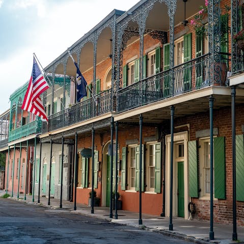 Explore the vibrant French Quarter, just a short walk away