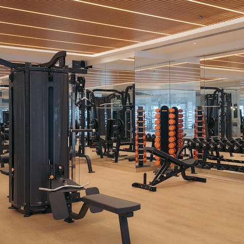 Head to the resort's fitness centre for a weights session