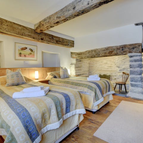 Slumber beneath antique wooden beams