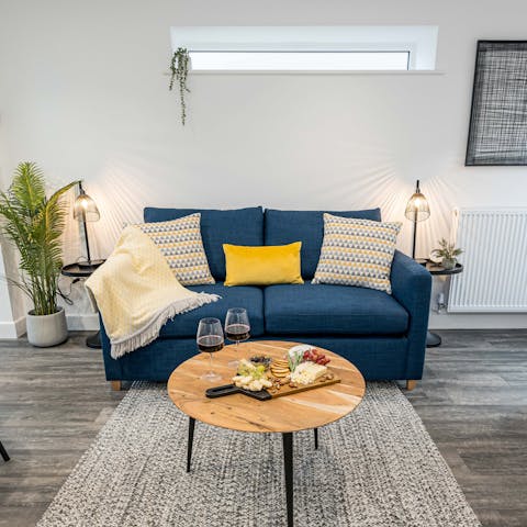 Get cosy in the living area after exploring Bournemouth