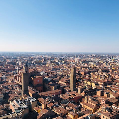 Explore the medieval streets of Bologna, just 22km away