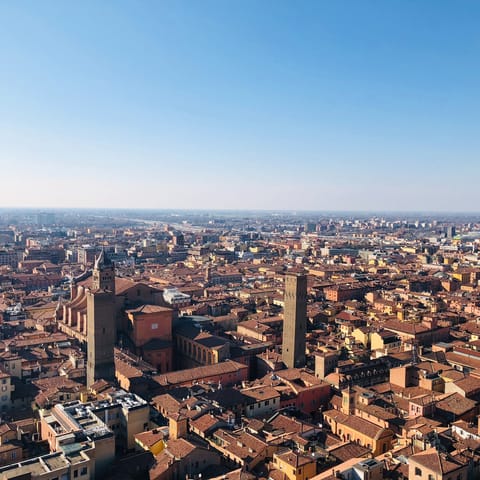 Explore the medieval streets of Bologna, just 22km away