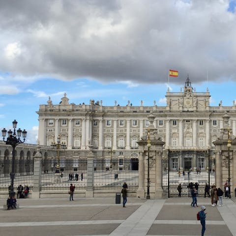 Marvel at the Grand Palace of Madrid, a ten-minute walk away