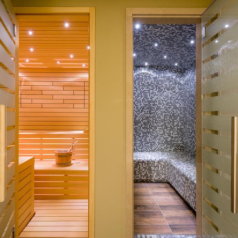 Pamper yourself in this private Finnish sauna and steam room after sightseeing
