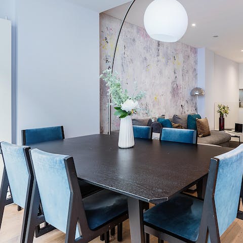 Gather at the elegant dining table for delicious family feasts 