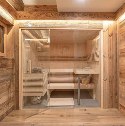 Relax and unwind in the home's private sauna