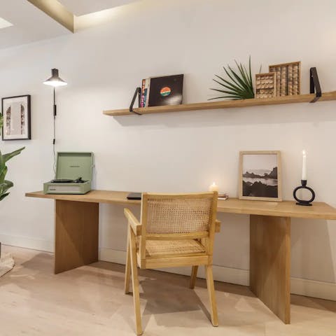 Catch up on work at one of the home's desk spaces